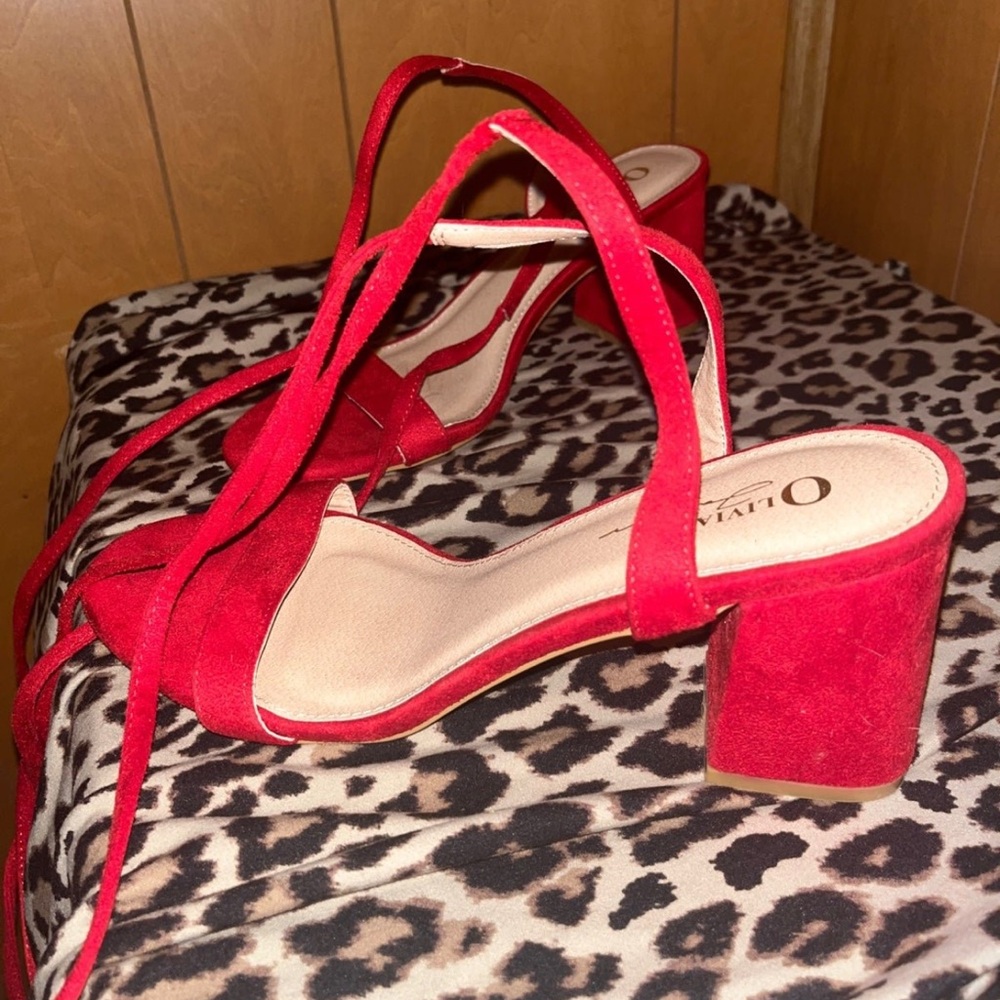 Red Lace Up Heels